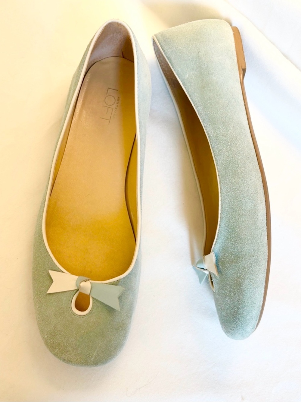 LOFT Women's light blue Suede Ballet Flats with Bow
